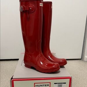 Hunter Glossy Red Tall Boots